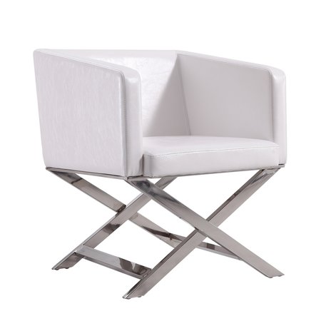 MANHATTAN COMFORT Hollywood Lounge Accent Chair in White and Polished Chrome AC050-WH